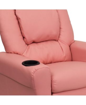 Contemporary Kids Single Wood Cup Holder, Headrest  Recliner Chair