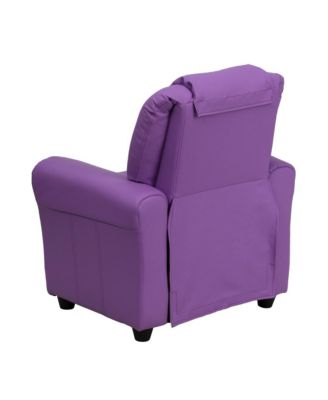 Contemporary Kids Single Wood Cup Holder, Headrest  Recliner Chair