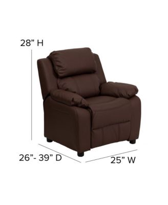 Deluxe Vinyl Padded Contemporary Kids Recliner With Storage Arms