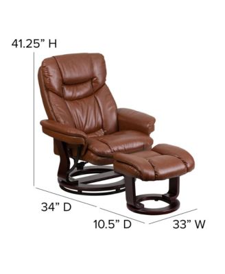 EMMA + OLIVER  Standard Size  Wood Base & Foam Upholstery  Multi-Position Recline, Swivel Base, Curved Ottoman Recliner Chair Set