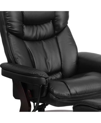 Multi-Position Recliner Chair & Curved Ottoman with Swivel Wood Base