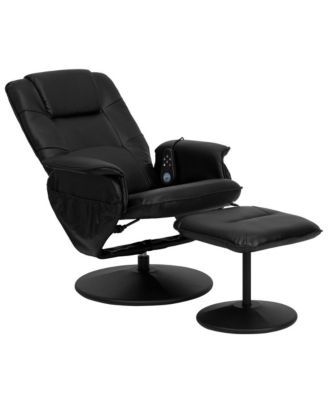 Massaging Multi-Position Recliner With Deep Side Pockets And Ottoman With Wrapped Base