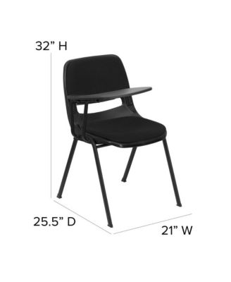 Padded Ergonomic Shell Chair With Right Handed Flip-Up Tablet Arm