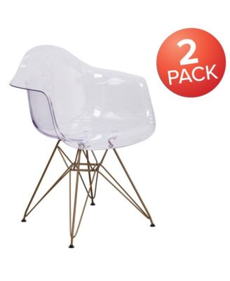 2 Pack Transparent Side Chair With Solid Base
