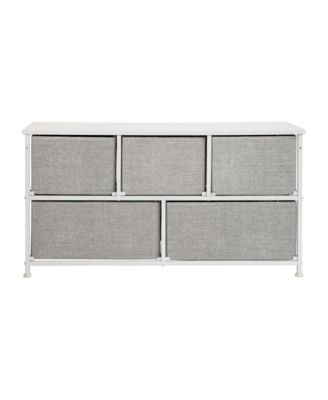 5 Drawer Storage Chest With Wood Top & Dark Fabric Pull Drawers