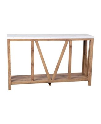 Erikson Modern Farmhouse Engineered Wood Sofa Table With Wood Bracing And Lower Shelf