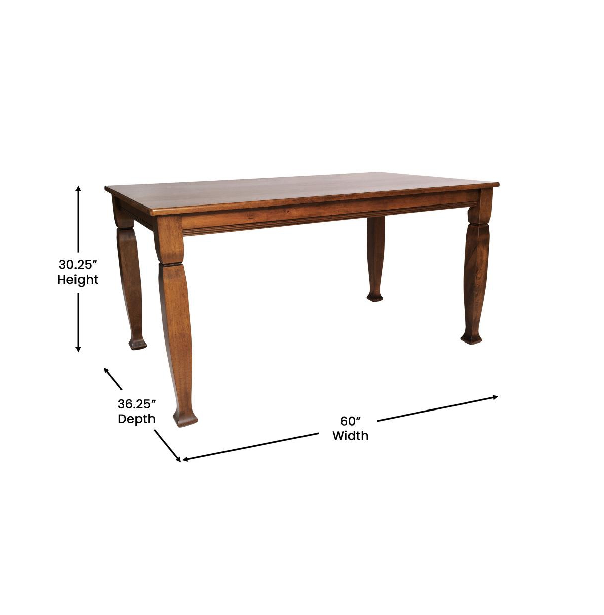 Merrick Lane Finnley Wooden Dining Table With Sculpted Legs