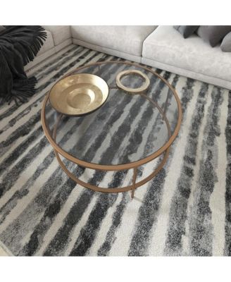 Newbury Glass Coffee Table With Round Matte Frame And Vertical Legs