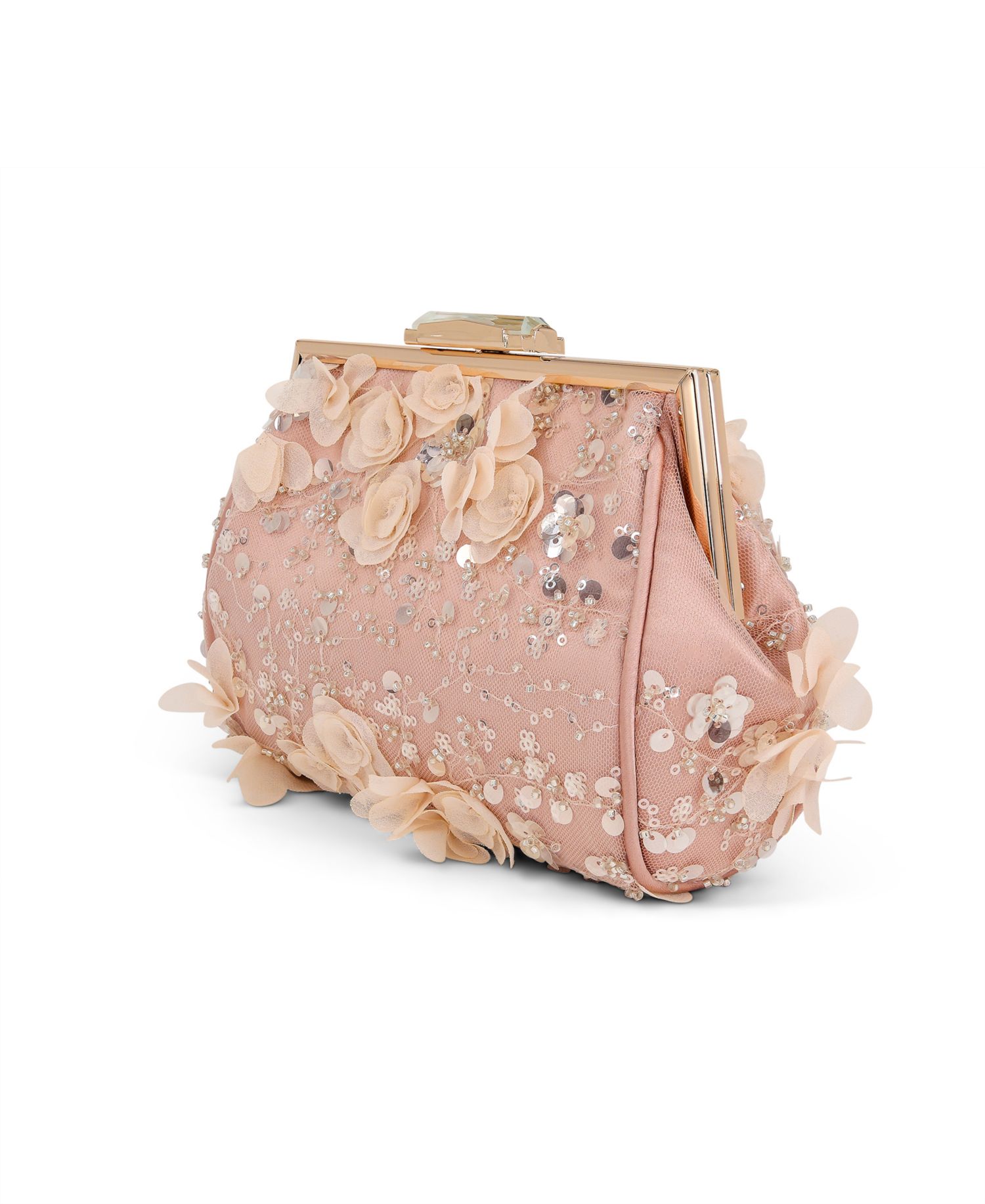 Woman's Bea Embroidered and Beaded Tulle Satin Clutch