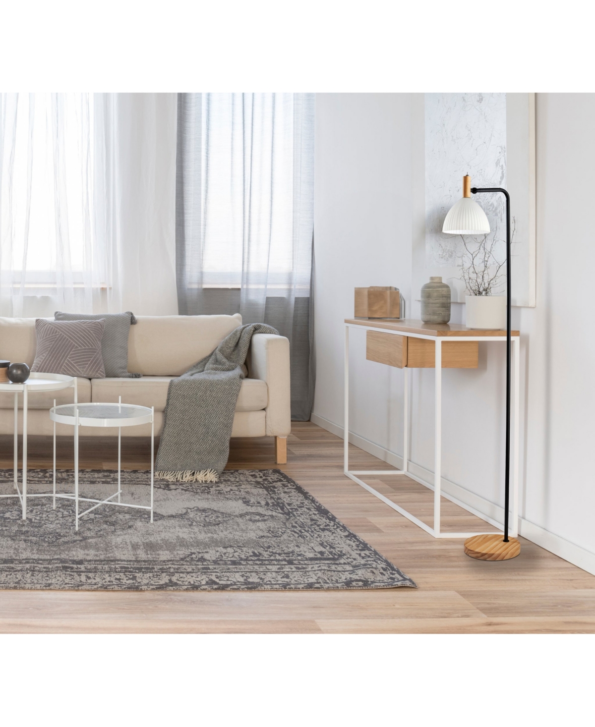 ADESSO 60" WOOD PEYTON FLOOR LAMP