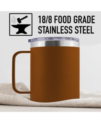 12 oz Insulated Coffee Mug with Lid - Stainless Steel Camping Mug Tumbler with Handle