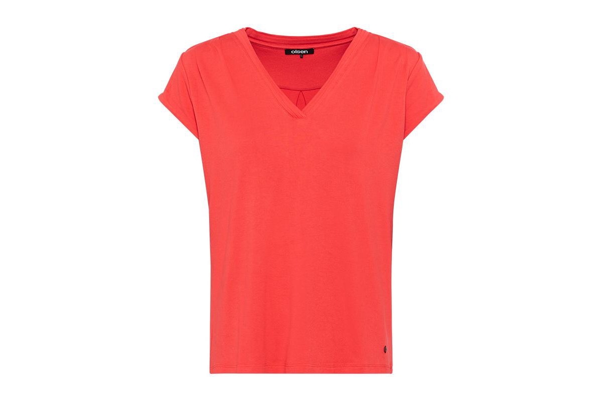 Women's Cap Sleeve Solid T-Shirt - Red poppy