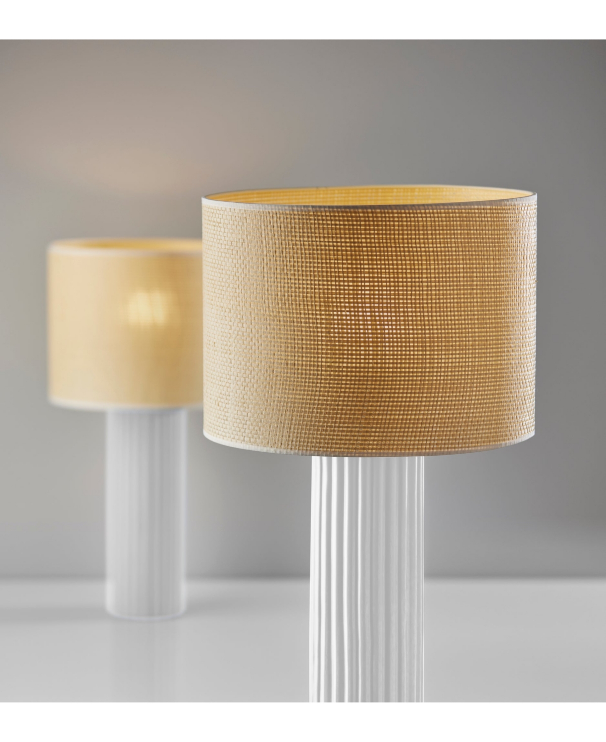 Adesso 28.75" Ceramic Primrose Large Table Lamp In White Ribbed Ceramic