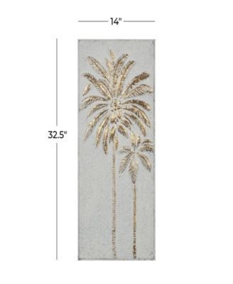 Gold Metal Relief Palm Tree Wall Decor with Gold Detailing 14" x 1" x 33"