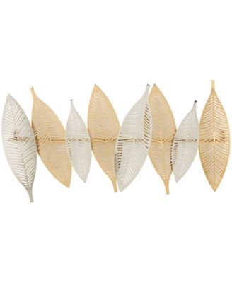 Rosemary Lane - Gold Metal Leaf Metallic Wall Decor with Silver Accents, 2" x 32" x 13"