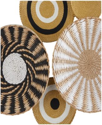  Novogratz Gold Dried Plant Handmade Woven Plate Wall Decor with Intricate Patterns 44" x 3" x 24"