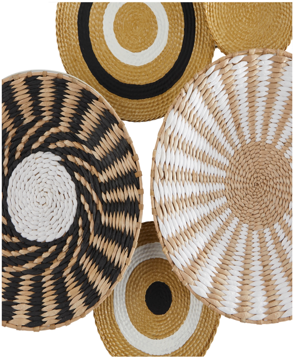 Novogratz Collection Novogratz Gold Dried Plant Handmade Woven Plate Wall Decor With Intricate Patterns 44" X 3" X 24" In Gold