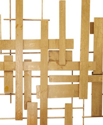 by Cosmopolitan Gold Metal 3D Stripes Geometric Wall Decor 62" x 2" x 32"