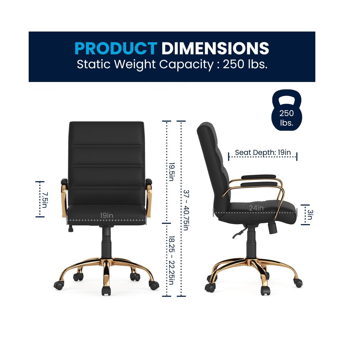 Milano Contemporary Mid-Back Home Office Chair With Padded Arms