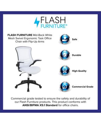 Mid-Back Mesh Swivel Ergonomic Task Office Chair With Flip-Up Arms
