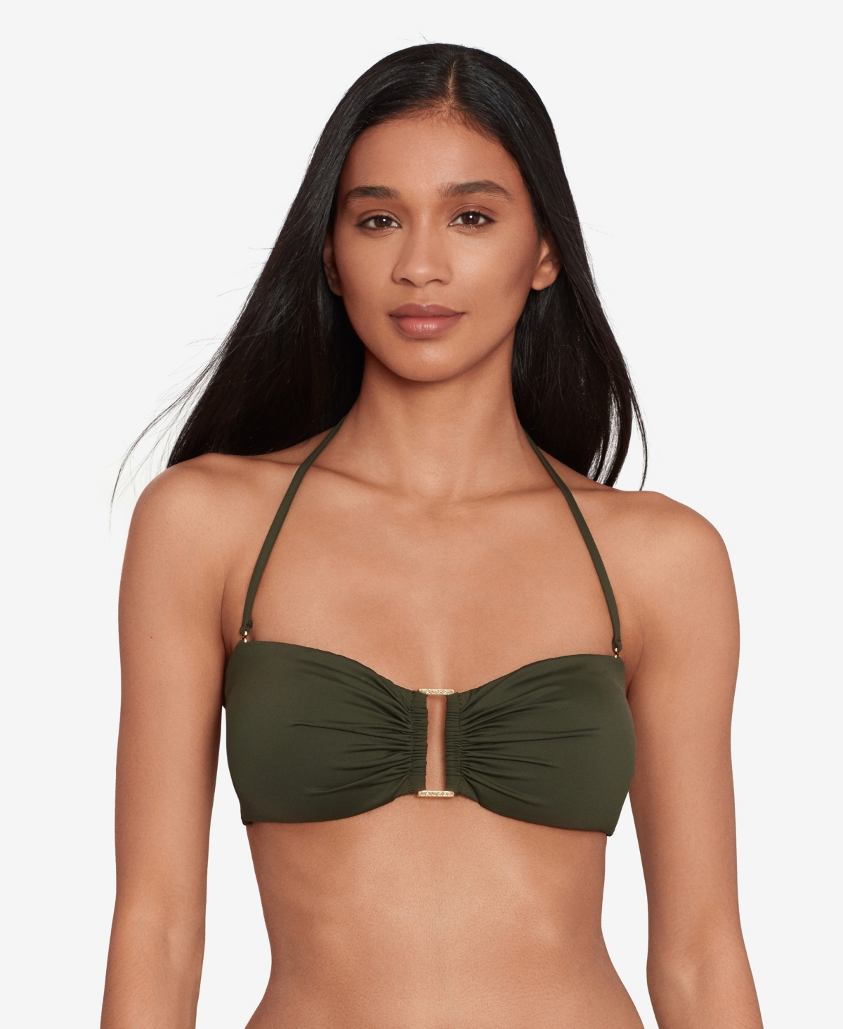 Women's Ring Bandeau Bra Swim Top - Olive