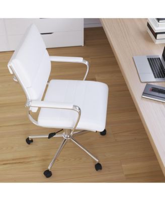 Mcentyre Ergonomic Swivel Office Chair Panel Style Mid-Back Computer Desk Chair With Padded Metal Arms & Base