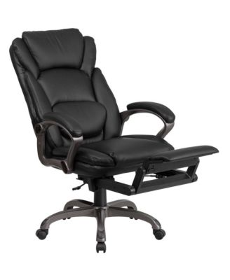High Back Leather Executive Reclining Swivel Office Chair With Outer Lumbar Cushion And Arms