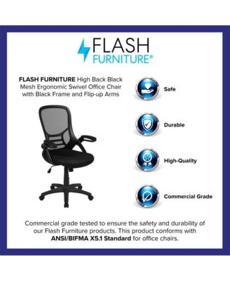 High Back Mesh Ergonomic Office Chair With Flip-Up Arms