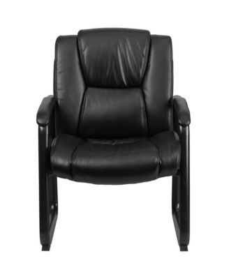 1 PC Leather Big & Tall 500 Lb. Rated Tufted Executive Side Reception Chair With Sled Base