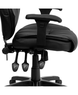 High Back Leather Multifunction Executive Swivel Ergonomic Office Chair With Lumbar Support Knob With Arms