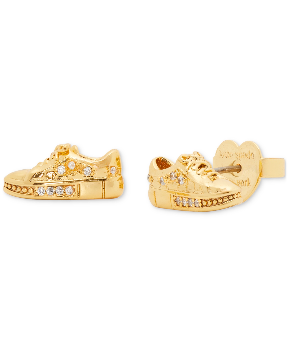 Gold-Tone Pave Running Shoe Stud Earrings - Clear/gold