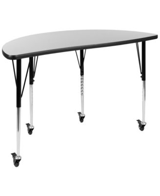 Mobile 76" Oval Wave Collaborative Laminate Activity Table Set With 16" Student Stack Chairs