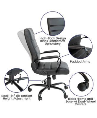 1 Pc Faux Leather Padded Arm Contemporary High-Back Office Chair