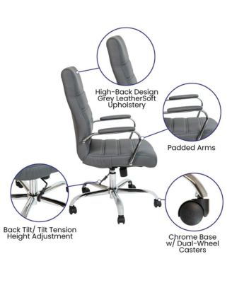1 Pc Faux Leather Padded Arm Contemporary High-Back Office Chair