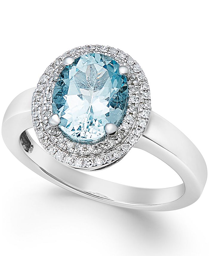 Macy s Aquamarine 1 1 2 ct. t.w. and Diamond 1 5 ct. t.w. Ring