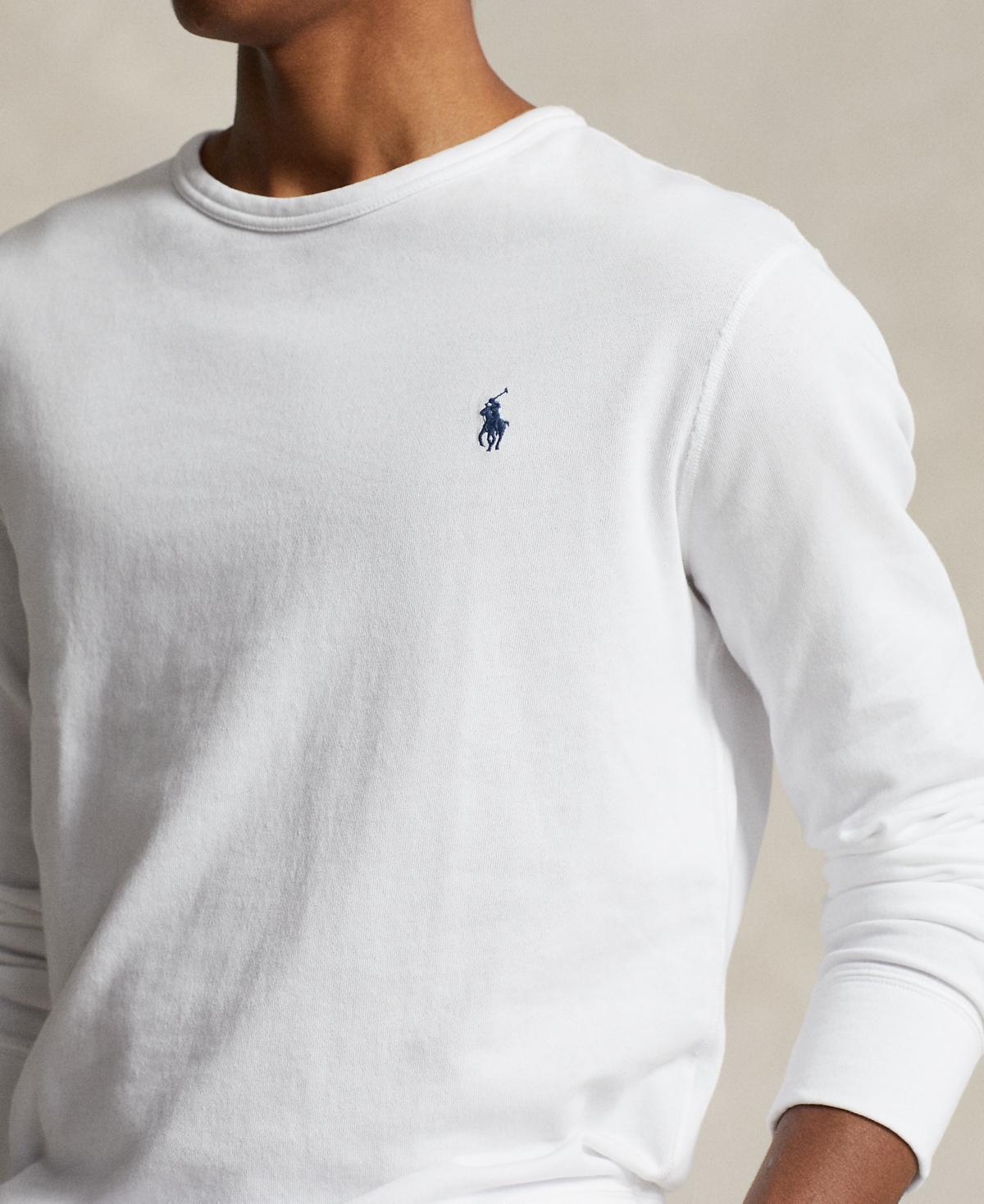 Shop Polo Ralph Lauren Men's Cotton French Terry Sweatshirt In White