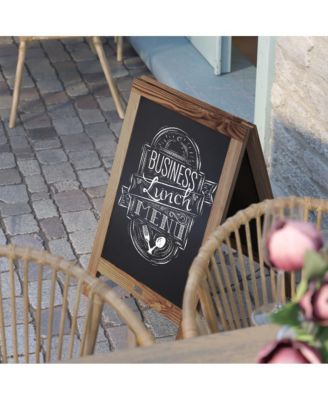 Burke 48"X24" Rustic Vintage like Double-Sided Folding Magnetic Chalkboard With 8 Chalk Markers, 10 Chalkboard Stencils And 2 Rustic Magnets Set