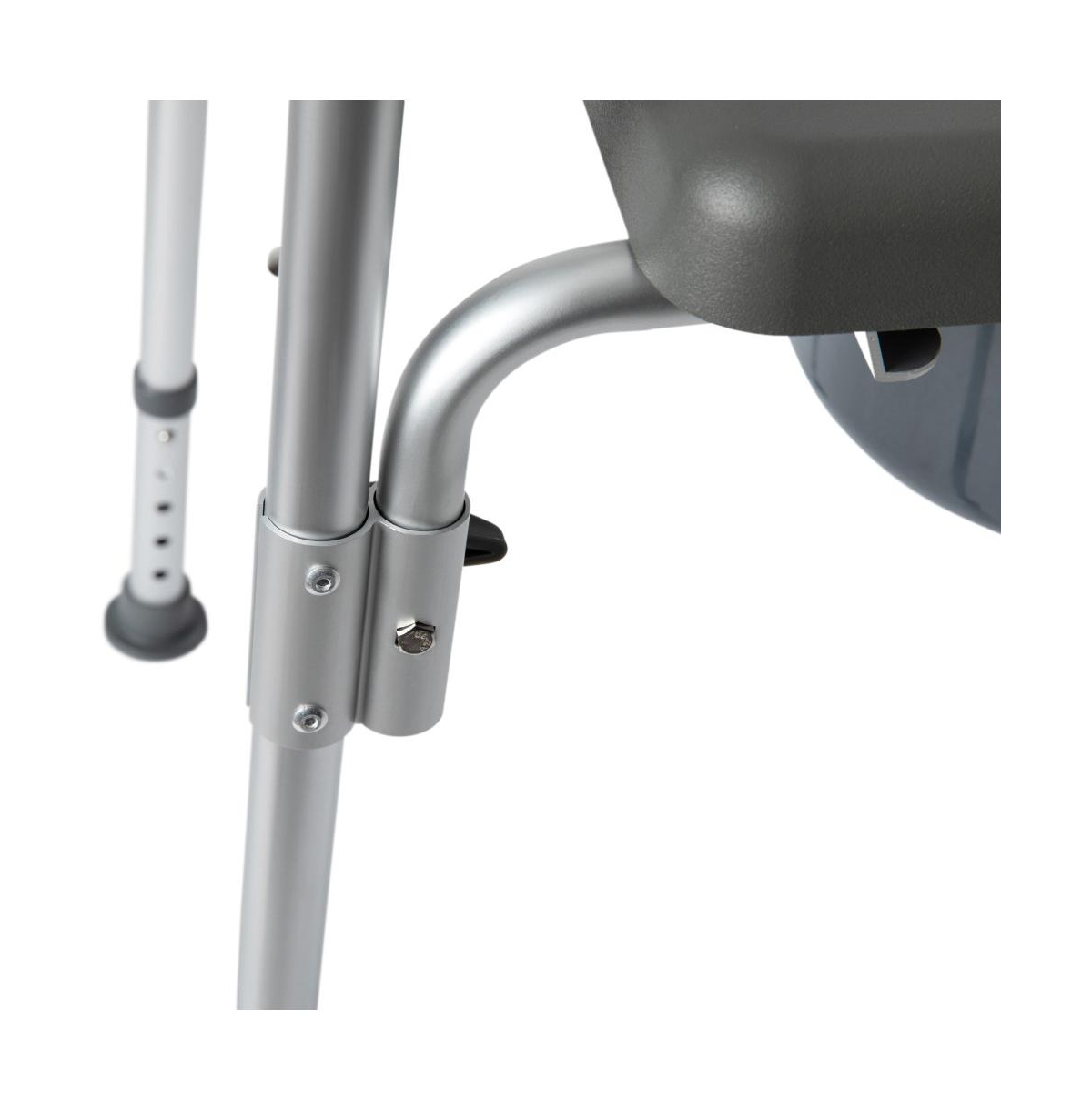 Maury Shower Commode Chair With Safety Rail, Height Adjustable Frame, Padded Seat & Armrests, Removable Pail With Lid, Fits Most Toilets