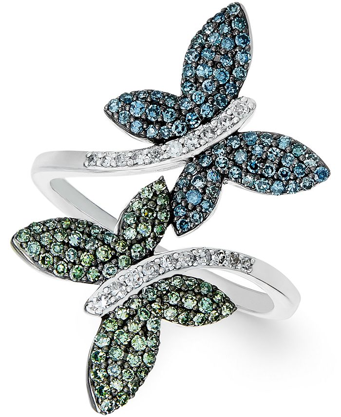 Wrapped in Love Multicolor Diamond Butterfly Ring in 14K White