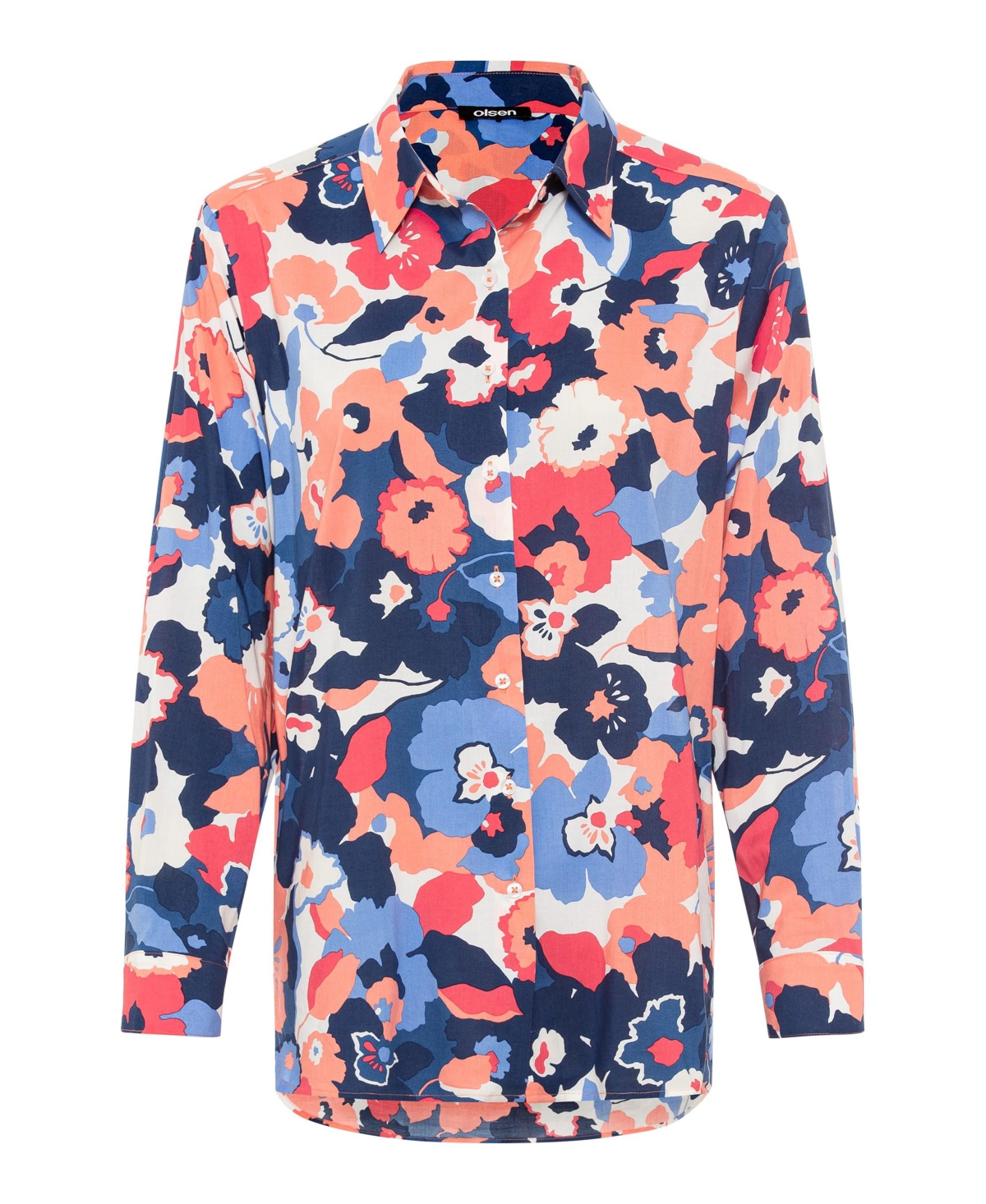 Olsen Women's Cotton Viscose Long Sleeve Floral Print Shirt