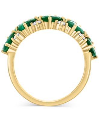 EFFY&reg; Emerald (3-7/8 ct. t.w.) & Diamond (1/3 ct. t.w.) Cluster Statement Ring in 14k Gold