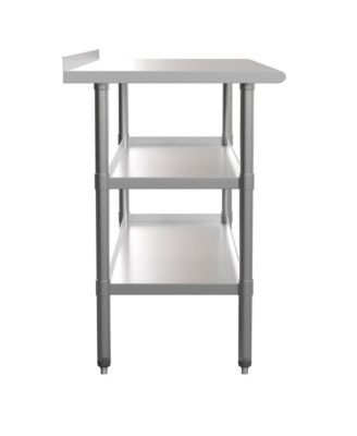 Nsf Certified Stainless Steel 18 Gauge Work Table With 1.5" Backsplash And 2 Undershelves