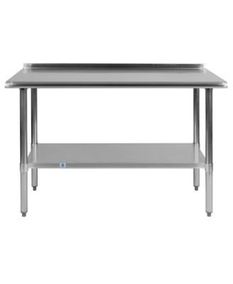 Stainless Steel 18 Gauge Prep And Work Table With Backsplash And Shelf