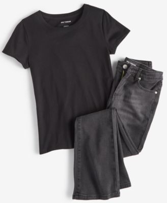 Epic Threads Girls Solid T Shirt Camden Flared Jeans Created For Macys In Deep Black