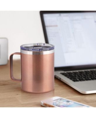 12 oz Insulated Coffee Mug with Lid - Stainless Steel Camping Mug Tumbler with Handle