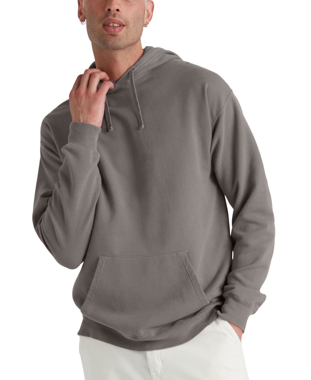 Hanes Men's Garment Dyed Fleece Hoodie In Gray