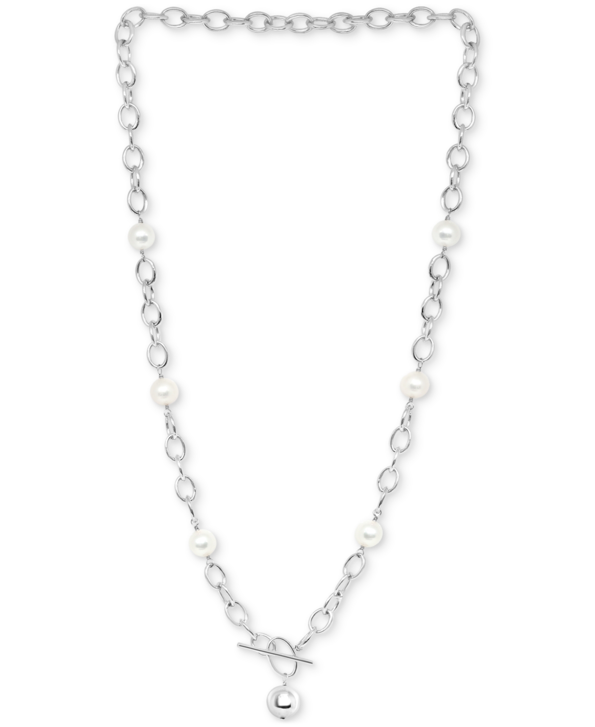 Effy Freshwater Potato Pearl (9mm) Open Link 21-1/2" Toggle Necklace in Sterling Silver - Silver