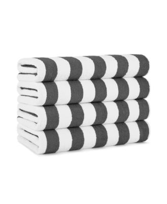 California Cabana Beach Towel (4 Pack, 30x70 in.), Striped, Soft Ringspun Cotton, Oversized Cabana Pool Towel