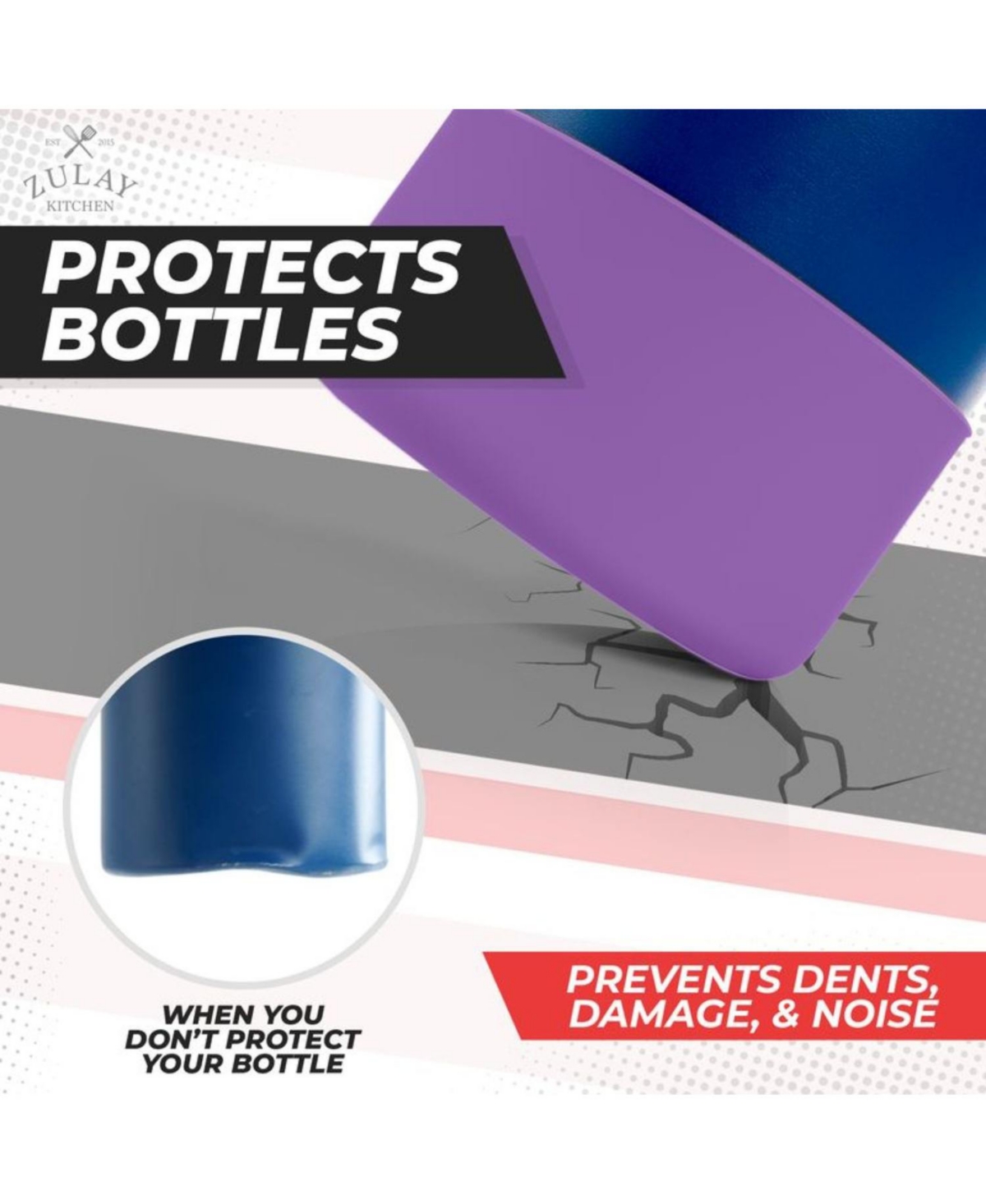 Zulay Kitchen Silicone Protector Boots for Wide and Narrow Mouth Water Bottles