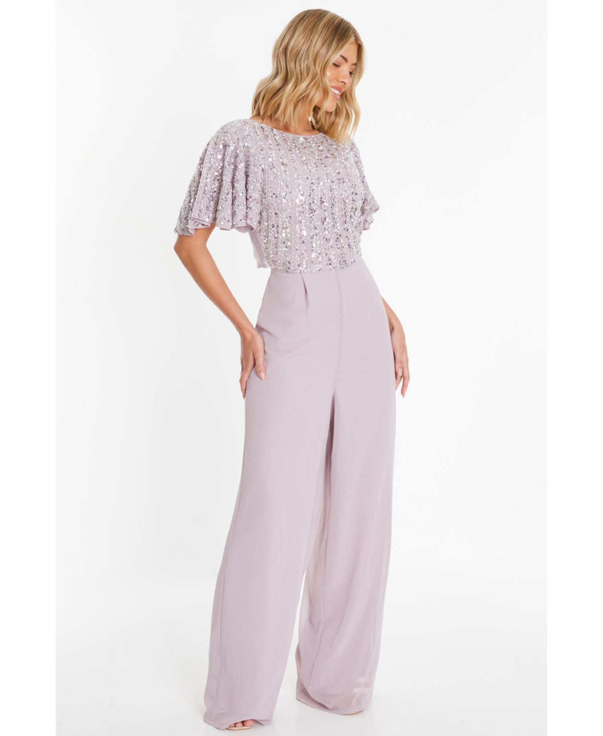 Quiz Women's Embellished Round Neck Palazzo Jumpsuit